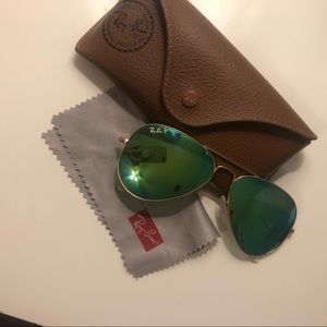 green/blue aviator ray-ban sunglasses - authentic